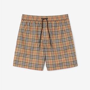 Burberry Beige Checkered Swim Trunks